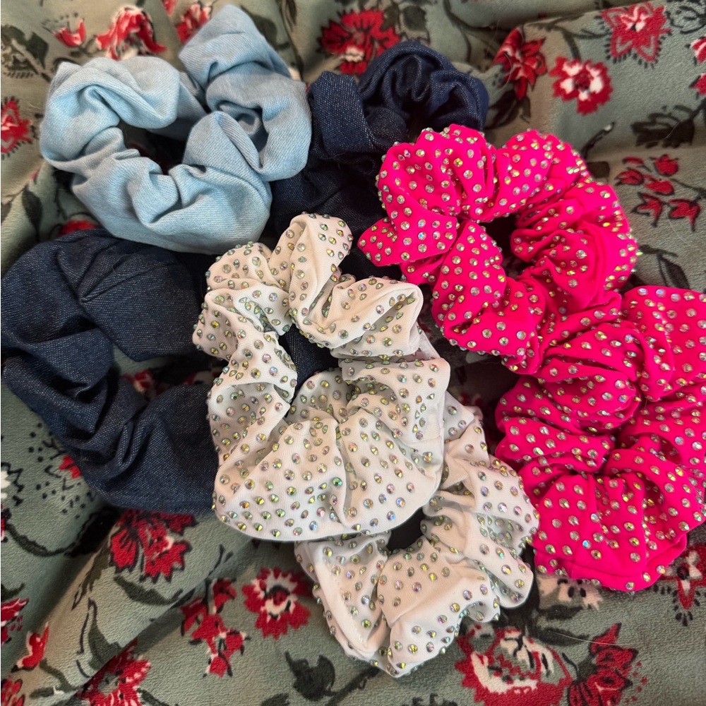 Scrunchie Hair Tie Set - Hot Pink/ White Sparkle, Jean